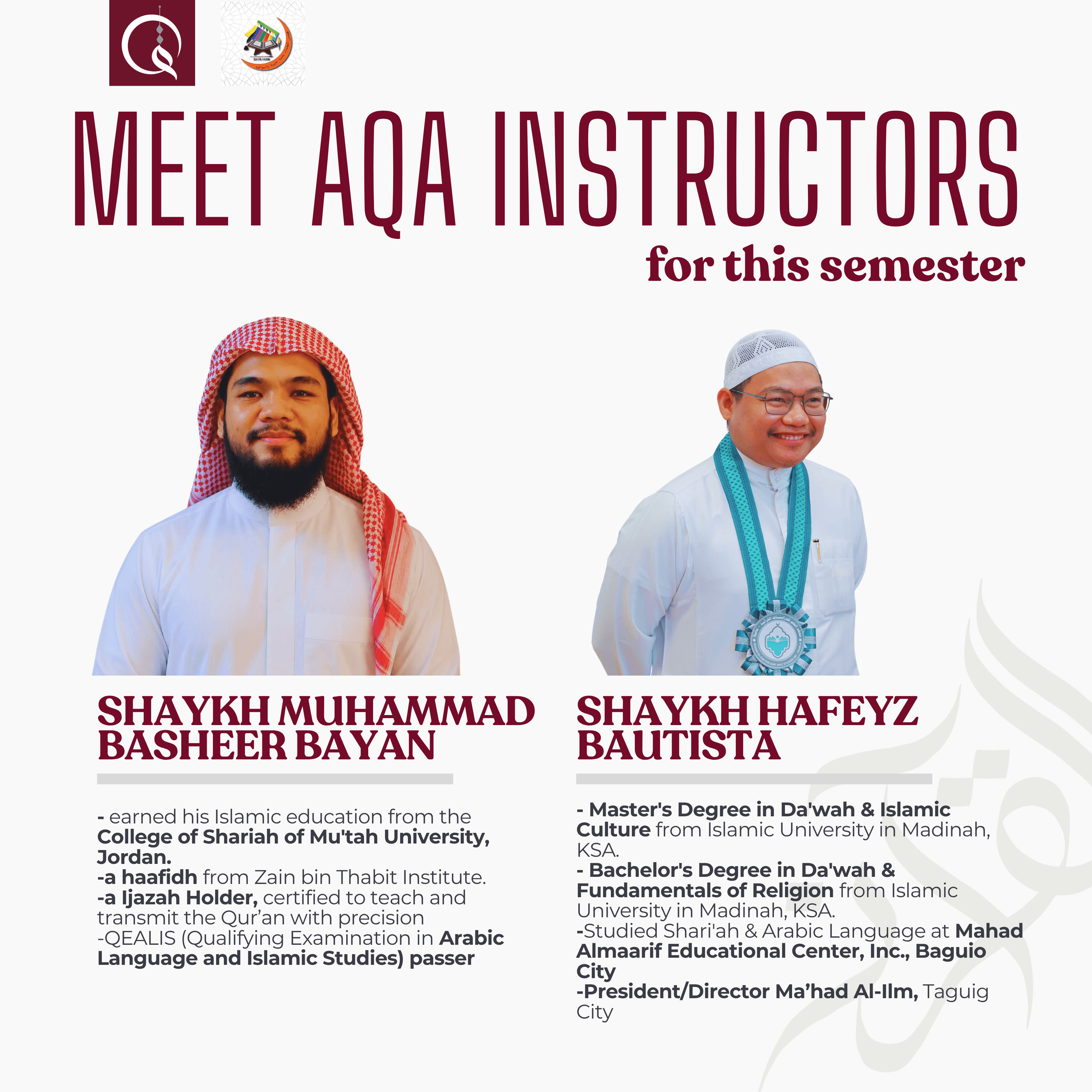 Faculty profile: Shaykh Muhammad Basheer Bayan and Shaykh Hafeyz Bautista