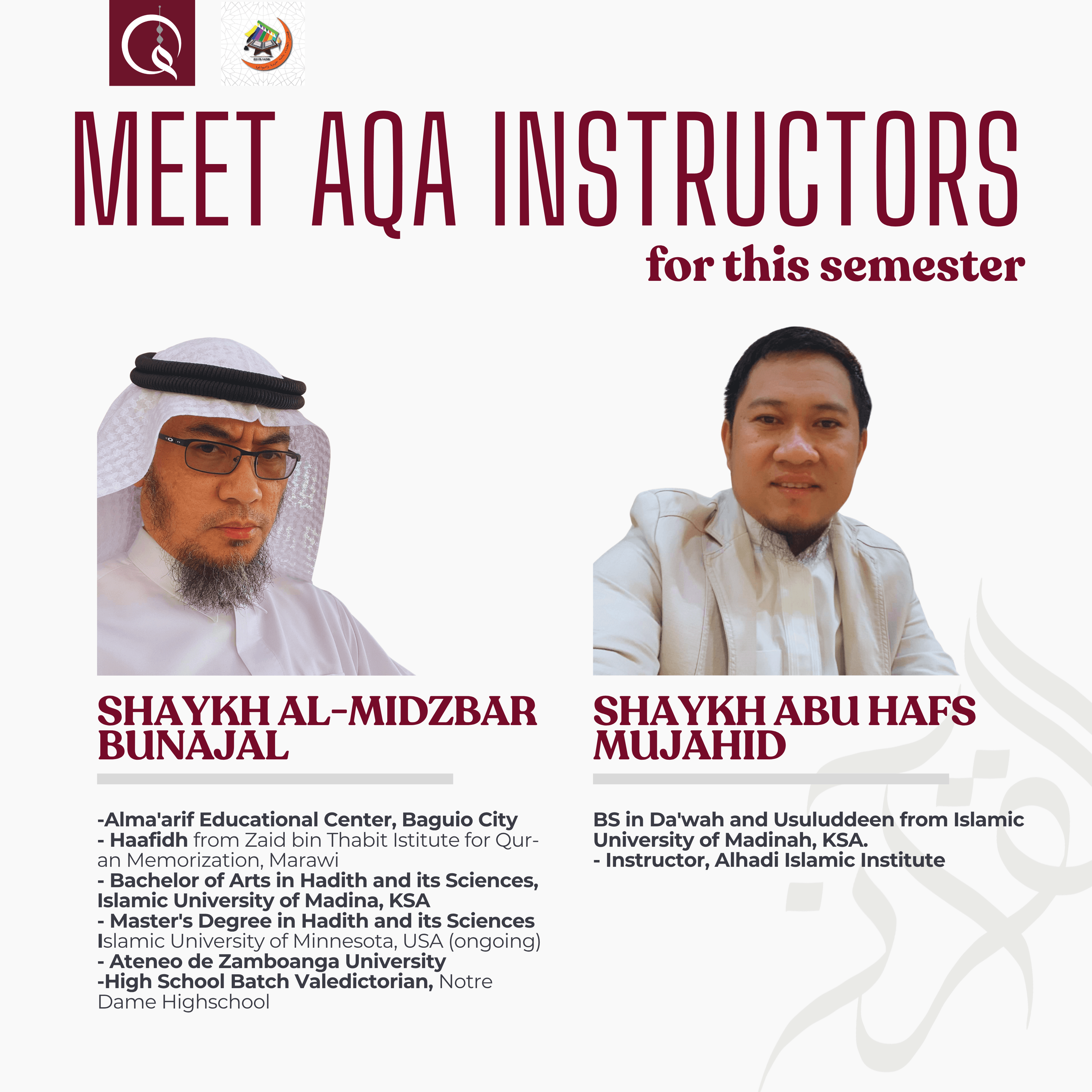 Faculty profile: Shaykh Al-Midzbar Bunajal and Shaykh Abu Hafs Mujahid